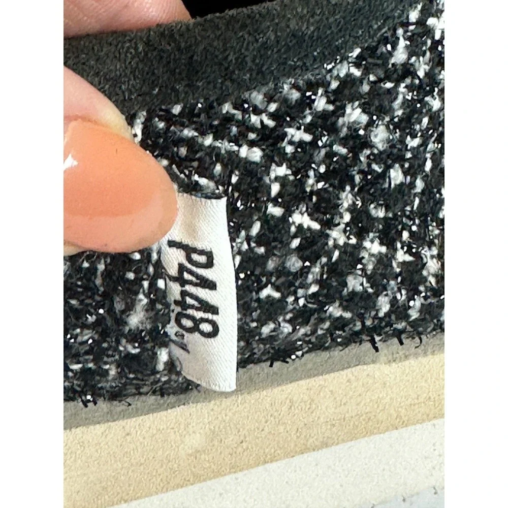 P448 S22 Palermo Women Size 39 Black White Tweed Vibram Sole Loafer